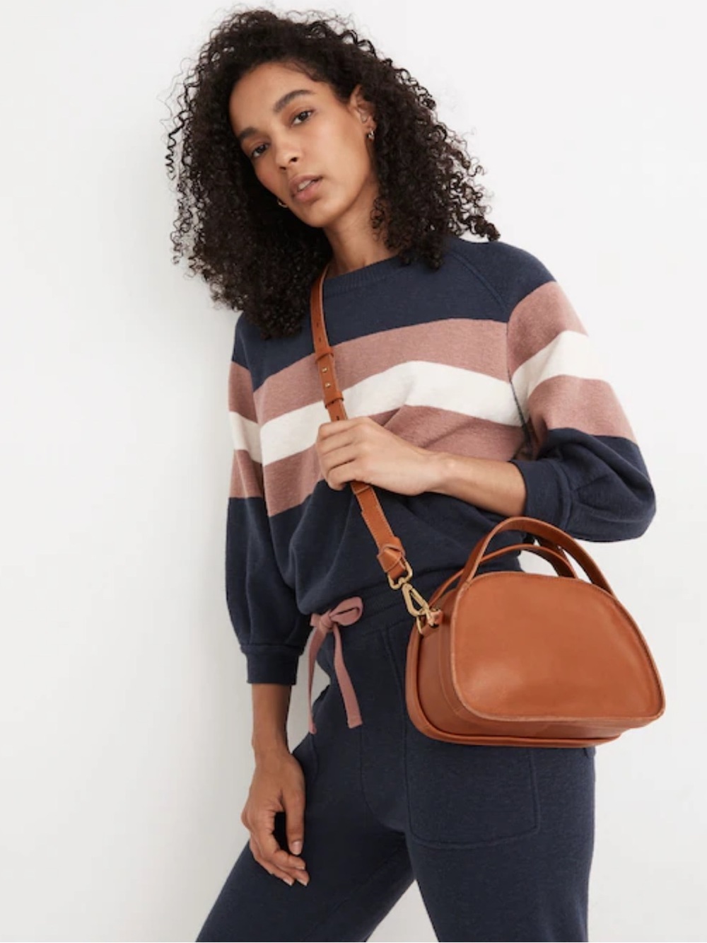 Madewell Sydney Zip Top Crossbody Bag Burnished Caramel Leather